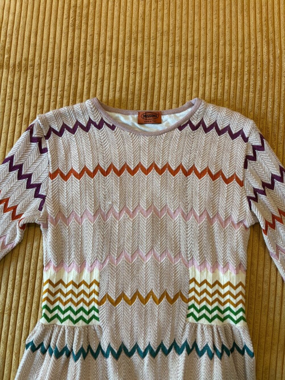 AUTHENTIC MISSONI Mainline Made in Italy Zigzag Chevron Knit Dress